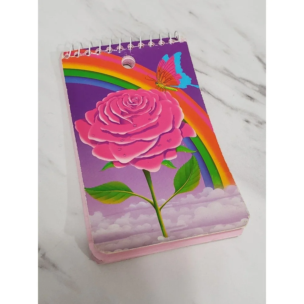 90s Lisa Frank Rose Rainbow Butterfly Memo Book Notepad 493 3x5 Vintage Pink